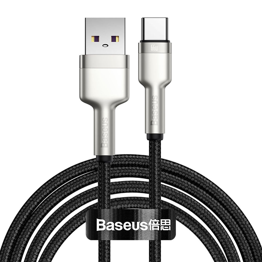 Cable de Carga Rápida Metálico USB a Tipo-C 2Mts 66W Baseus Negro