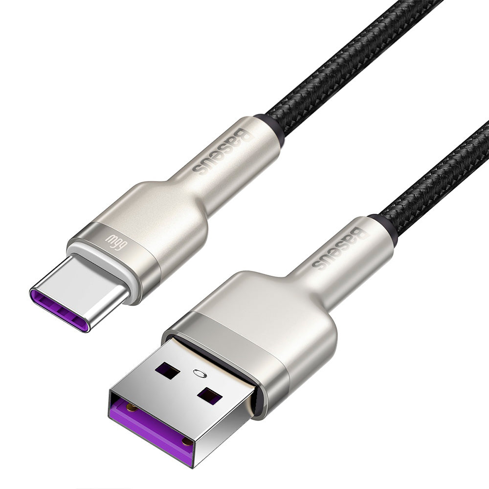 Cable de Carga Rápida Metálico USB a Tipo-C 2Mts 66W Baseus Negro