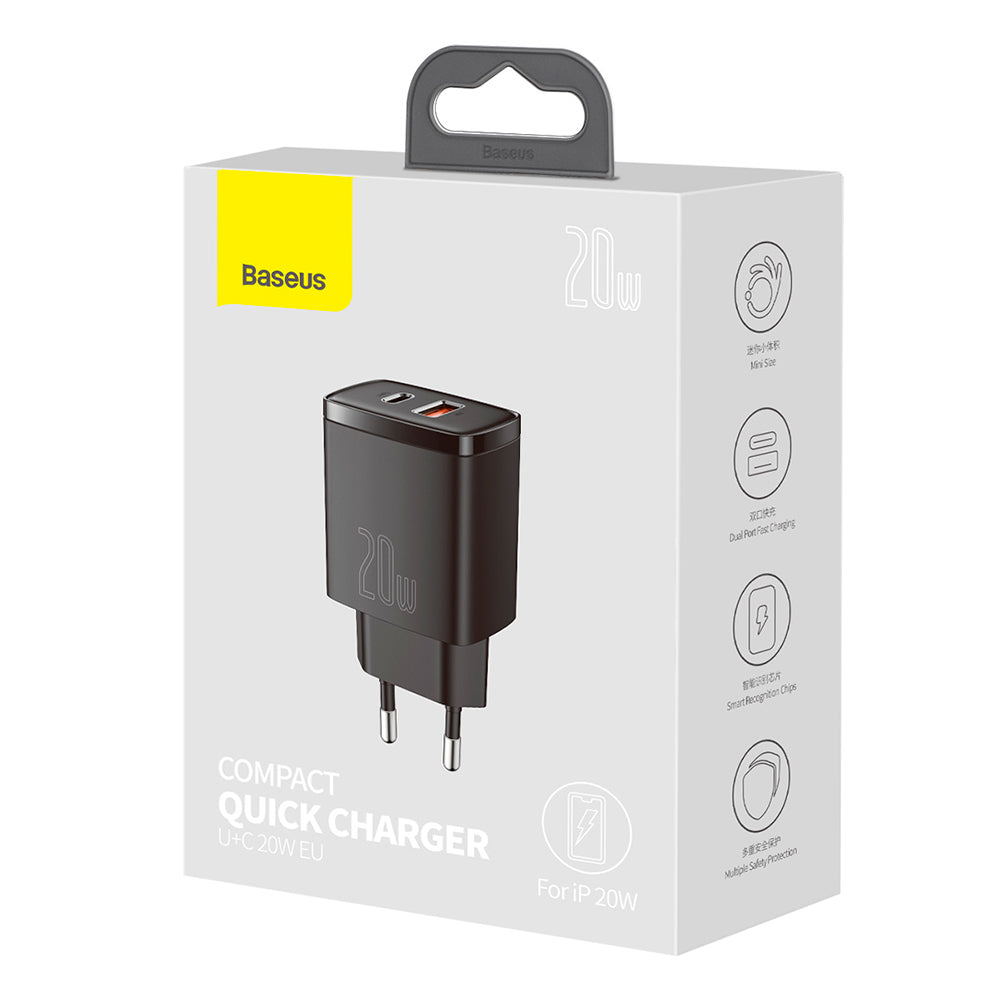 Cargador de Carga Rápida Dual USB y USB-C 20W Baseus