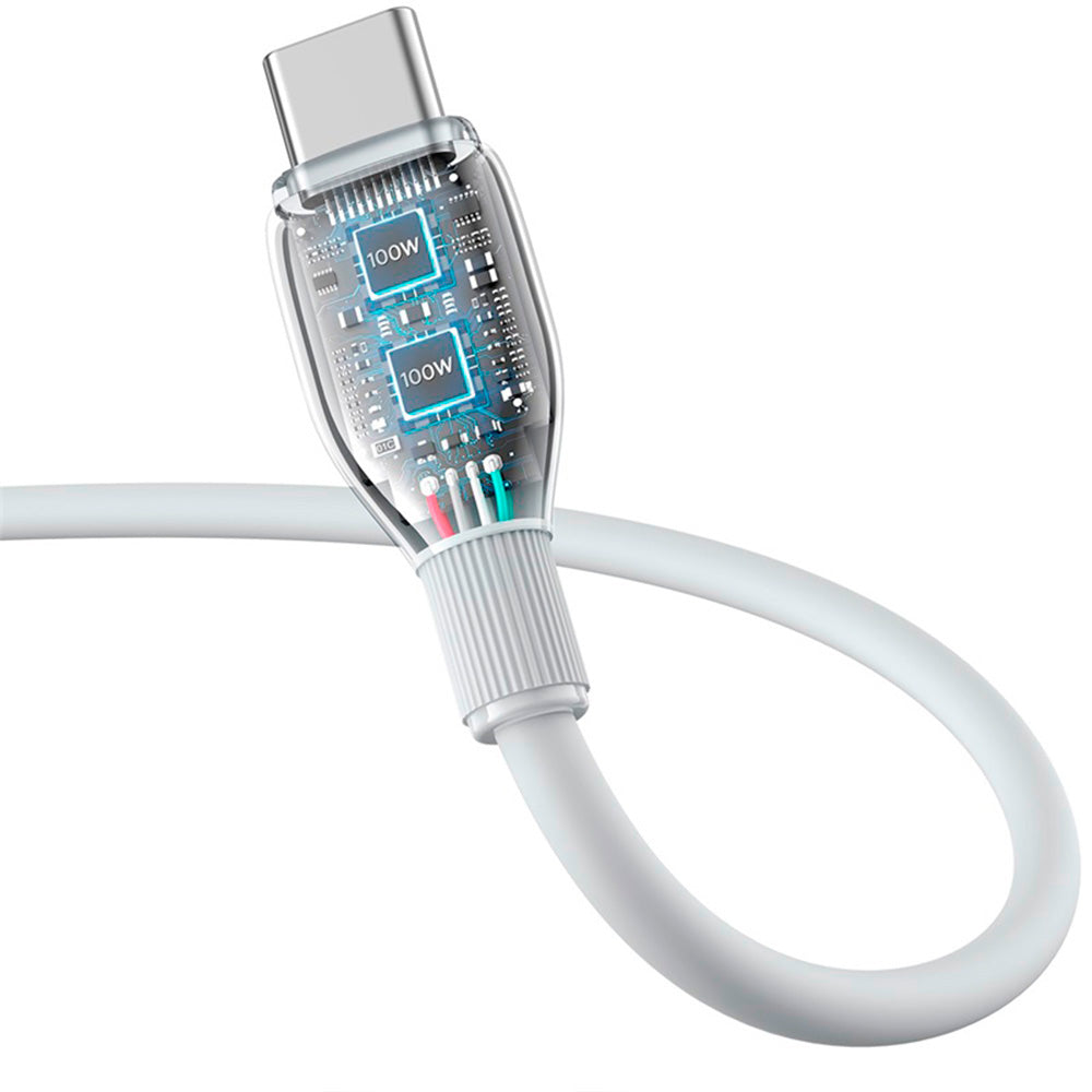 Cable de Carga Rápida Tipo-C a Tipo C 2Mts 100w Baseus Blanco