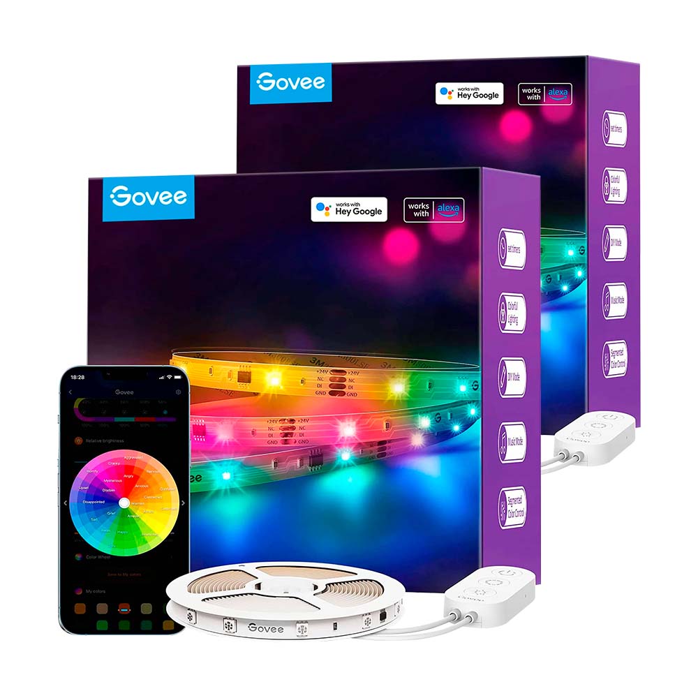 Pack Tira Led RGBIC WiFi + Bluetooth de 10 Mts Govee