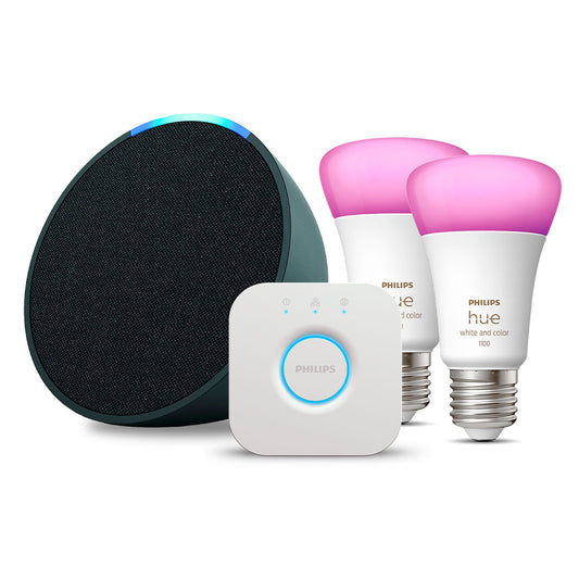 Kit Amazon Echo POP + 2 ampolletas y Bridge Philips